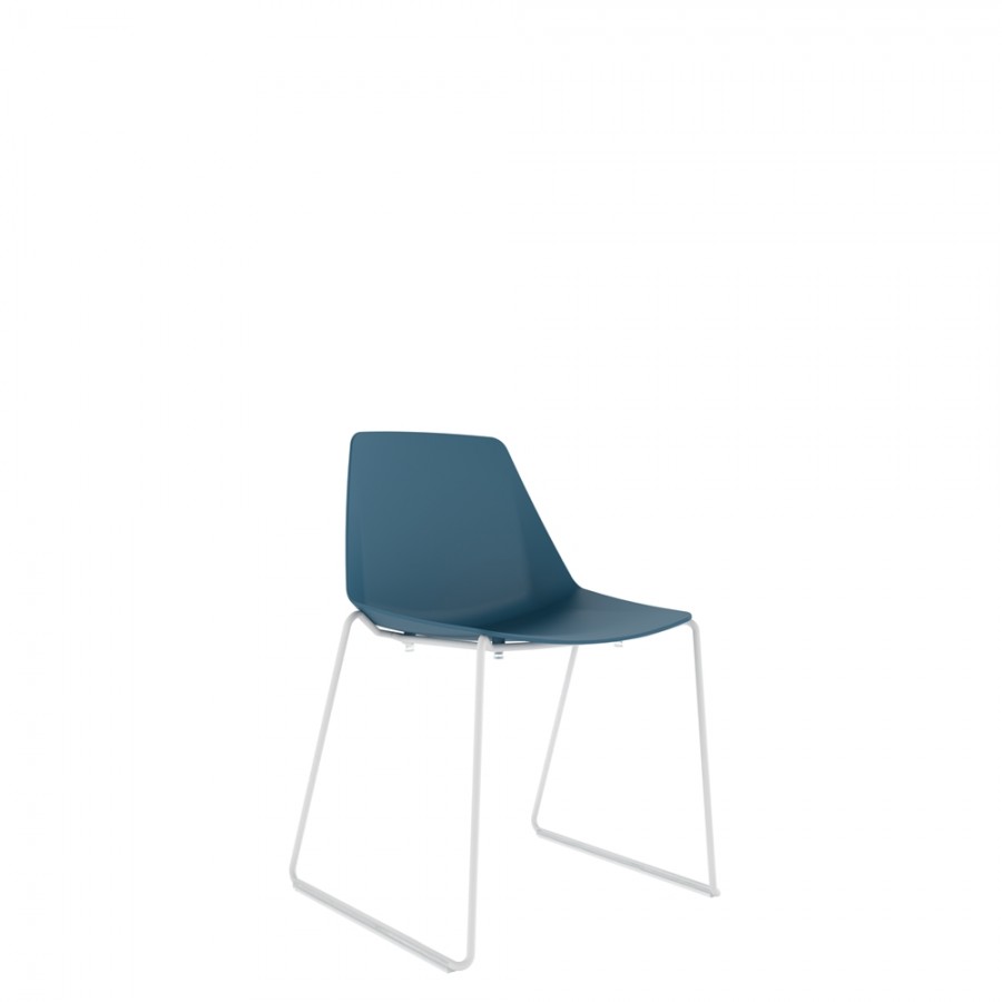 Polypropylene Shell Chair White Steel Skid Frame